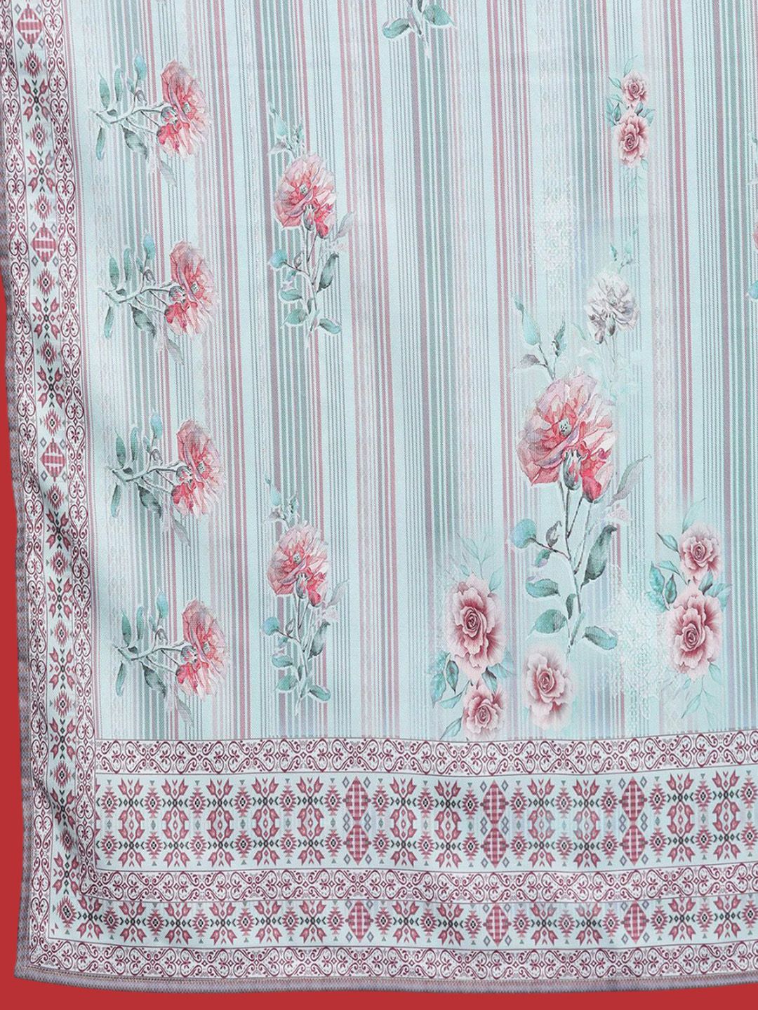 Blue Women Floral Printed Kurta with Palazzo & Dupatta
