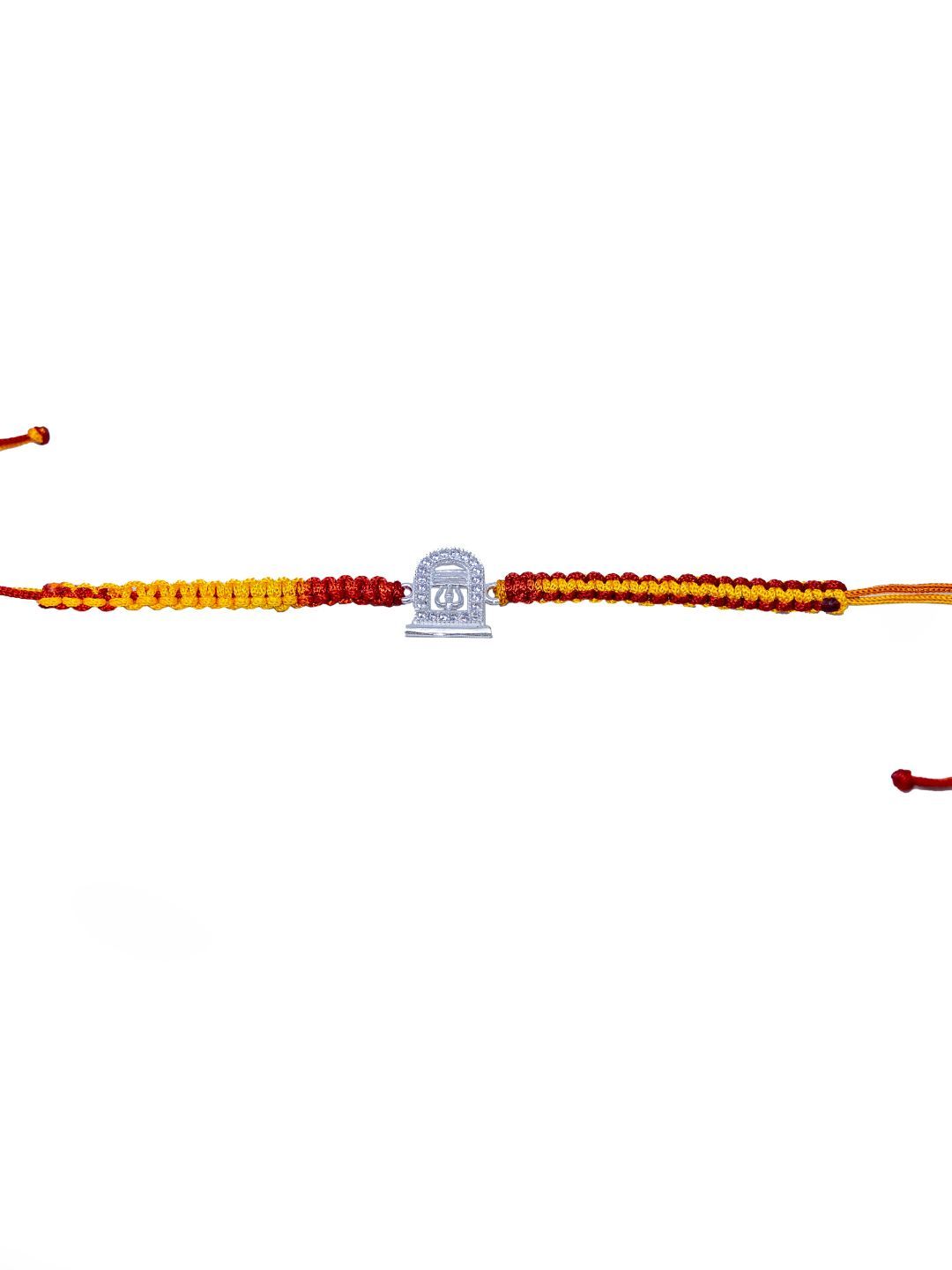 Dhiyona 925 Sterling Silver Rakhi With Roli Chawal Plate & Potli