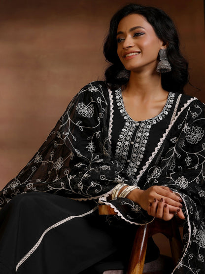 Women Ethnic Motifs Embroidered Regular Thread Work Kurta with Trousers & With Dupatta