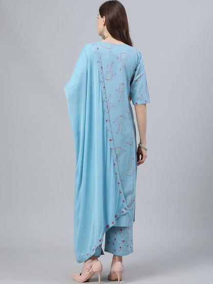 Women Floral Printed Regular Kurta with Palazzos & With Dupatta
