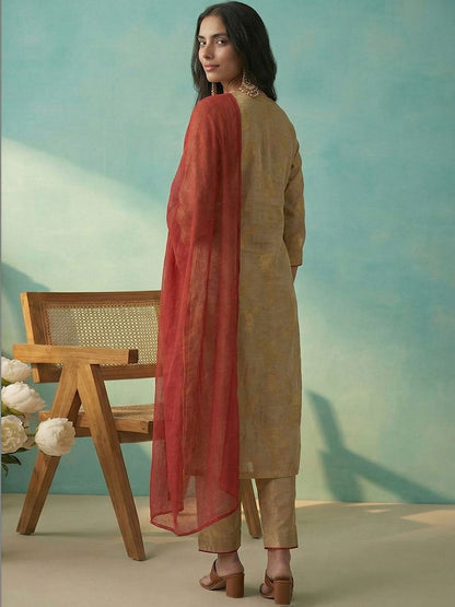 Dhiyona CH Women Regular Kurta with Trousers & With Dupatta