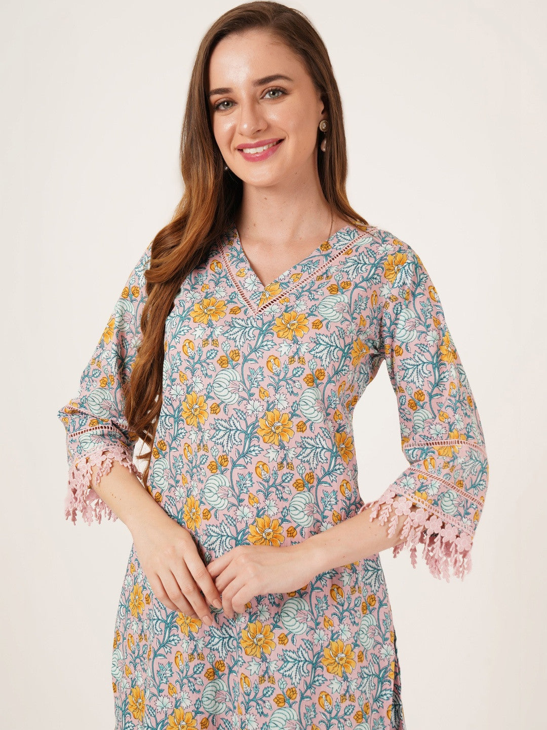 Women Floral Printed Regular Pure Cotton Kurta with Palazzos