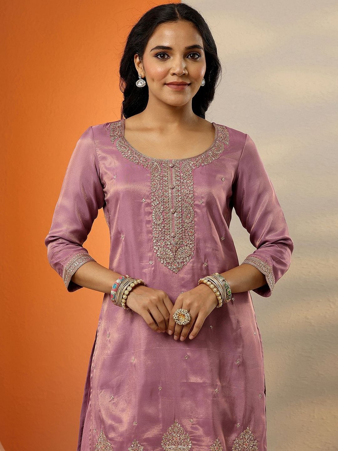 Dhiyona LL Women Floral Embroidered Regular Thread Work Kurta with Palazzos & With Dupatta