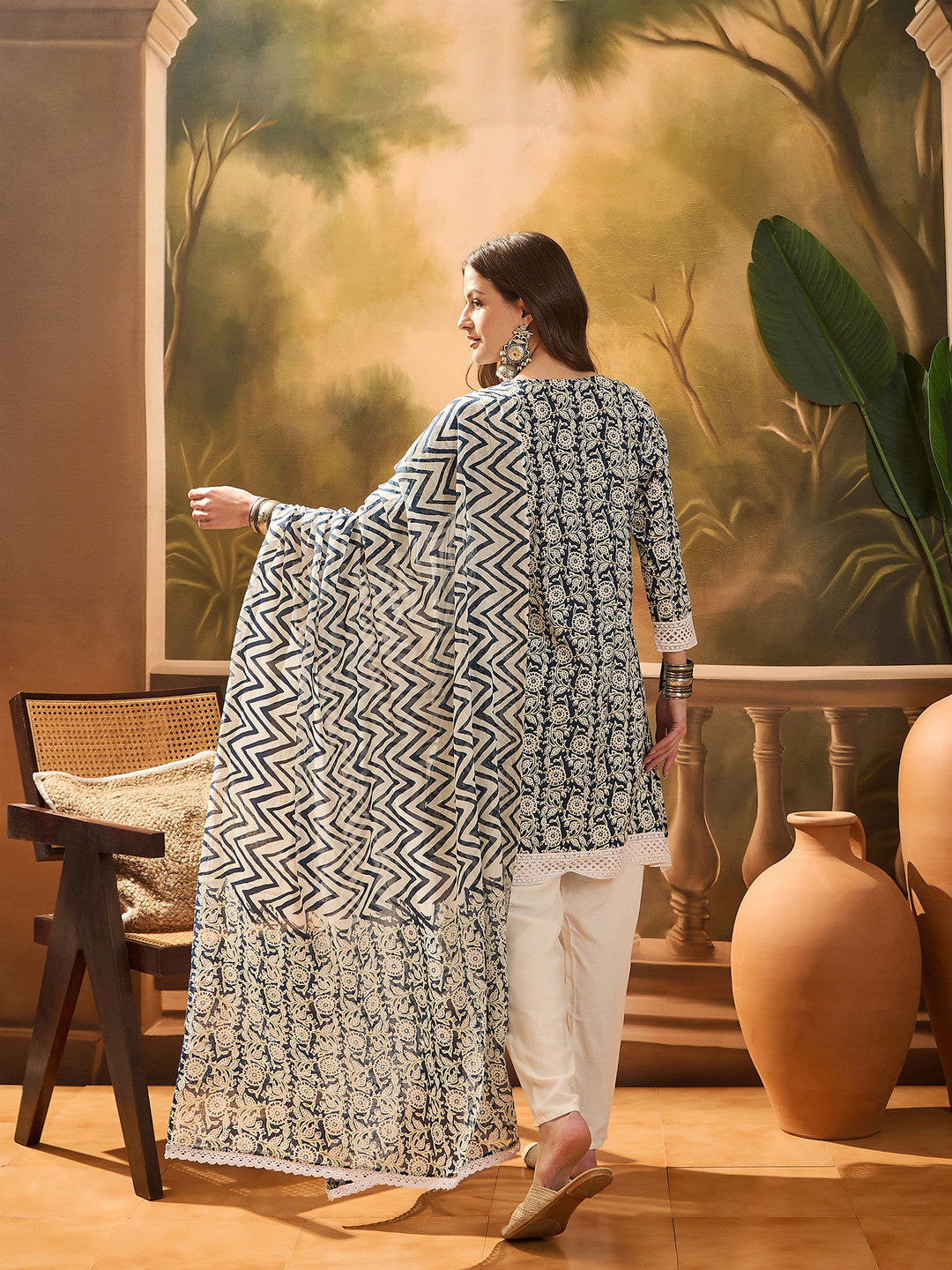 Printed Kurta Trouser With Dupatta
