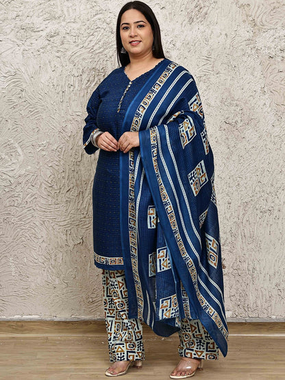 Dhiyona KL Women Plus Size Floral Printed Kurta with Palazzos & Dupatta