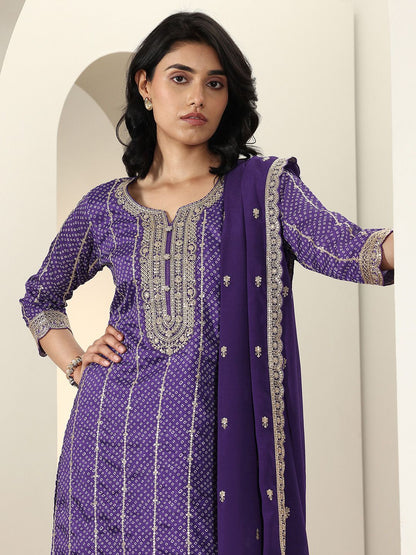 Dhiyona LL Women Bandhani Printed Regular Kurta with Palazzos & With Dupatta