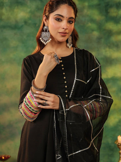 Dhiyona RR Women's Regular Gotta Patti Anarkali Kurta With Trousers & Dupatta