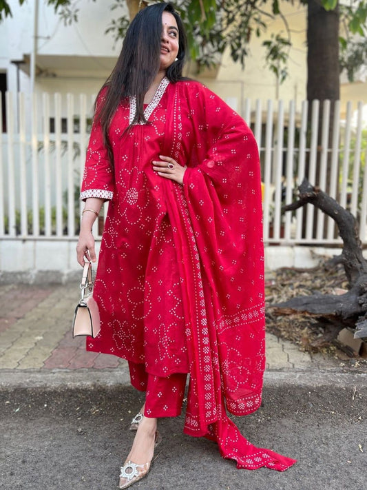 Dhiyona KL Women Ethnic Motifs Printed Regular Kurta with Trousers & With Dupatta