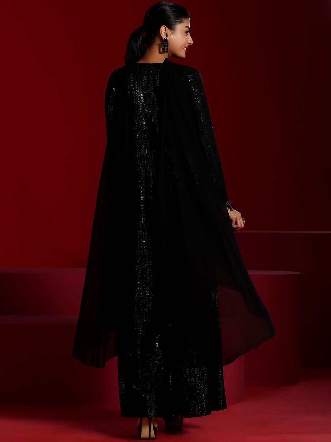 Dhiyona LL Embroidered Sequinned Kurta with Palazzos & Dupatta