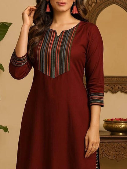 Dhiyona KL Women Regular Cotton Kurta with Trousers & Dupatta