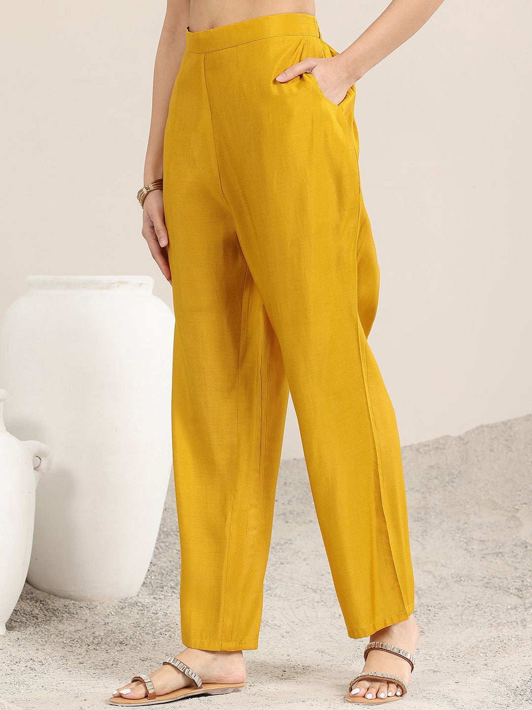 Floral Embroidered V Neck Sequinned Kurta With Trousers & Dupatta