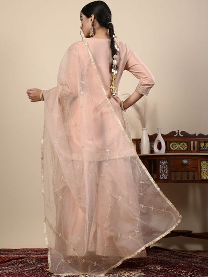 Dhiyona HOP Embroidered Round Neck Kurti & Sharara With Dupatta