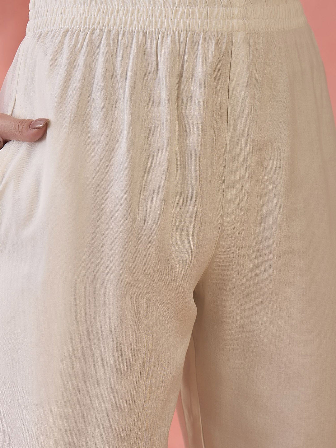 Floral Printed Cotton V-Neck Straight Kurta With Trouser