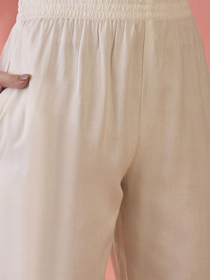 Floral Printed Cotton V-Neck Straight Kurta With Trouser