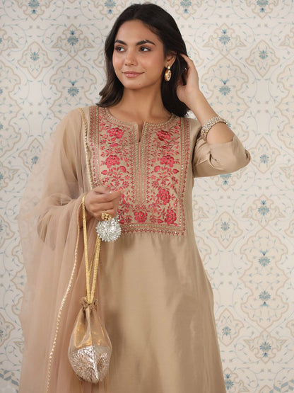 Dhiyona OD  Floral Yoke Design Sequinned Kurta with Trousers & Dupatta