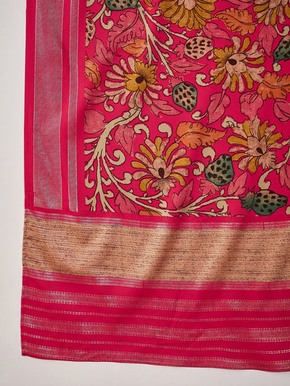 Floral Printed Straight Kurta With Trouser & Dupatta