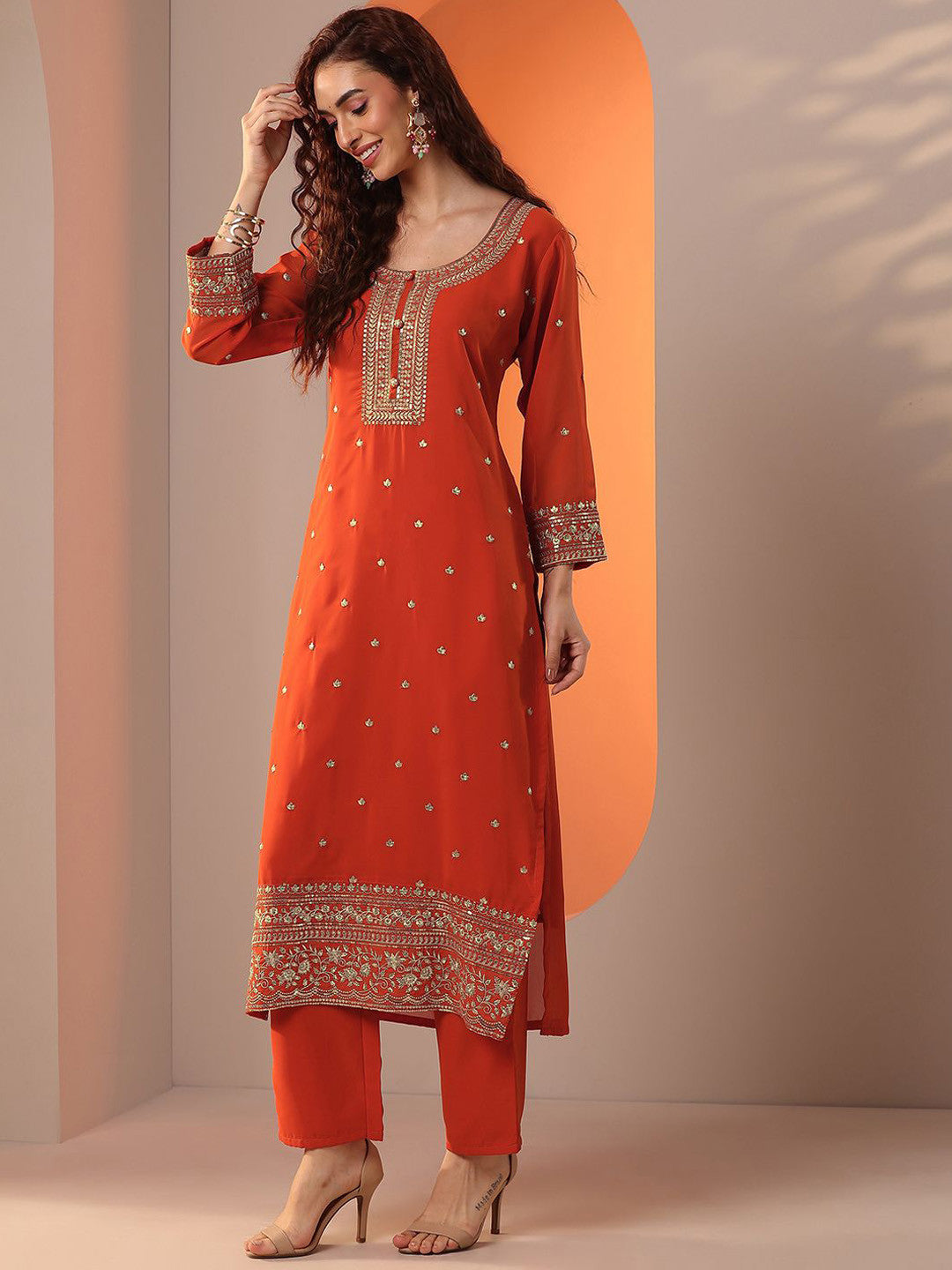 Women Ethnic Motifs Embroidered Kurta with Trousers & Dupatta