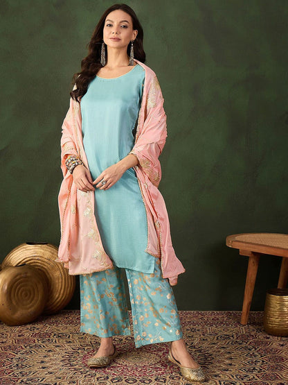 Dhiyona SN Woven Design Kurta & Palazzo With Dupatta