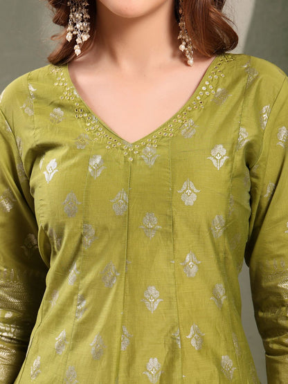 Dhiyona HOP Printed V-Neck Anarkali Kurta & Sharara With Dupatta