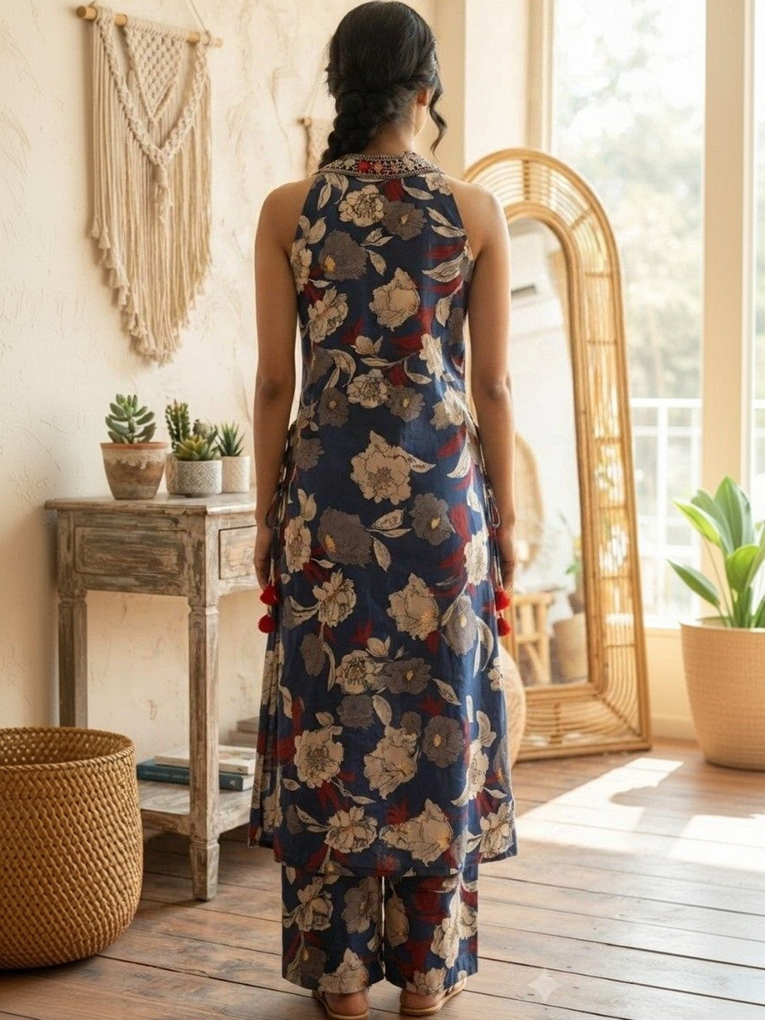 Women Floral Printed Regular Pure Cotton Kurta with Palazzos