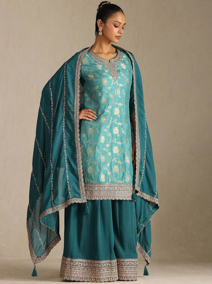 Dhiyona SO Women's Women Embroidered Kurta with Palazzos & Dupatta