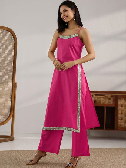 Women Ethnic Motifs Regular Thread Work Kurta with Trousers & With Dupatta