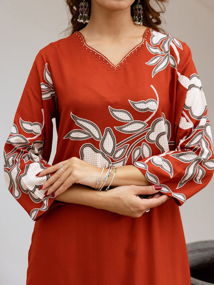Women Floral Printed Kurta with Palazzo