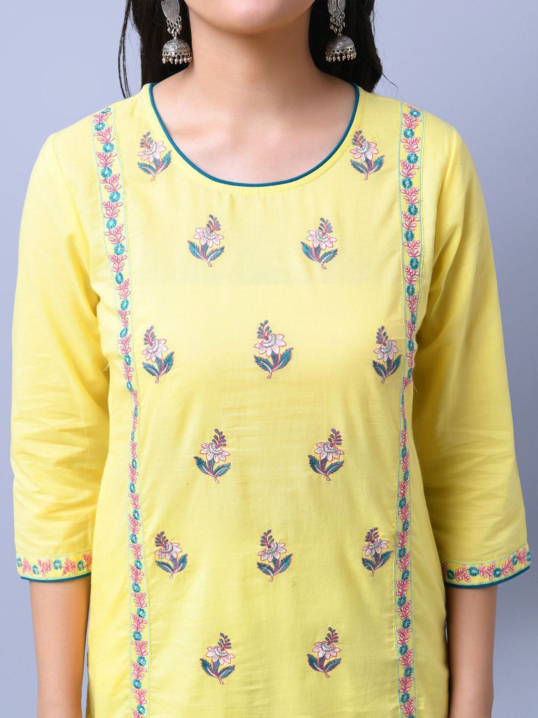 Dhiyona AN Women Floral Embroidered Regular Thread Work Kurta with Sharara