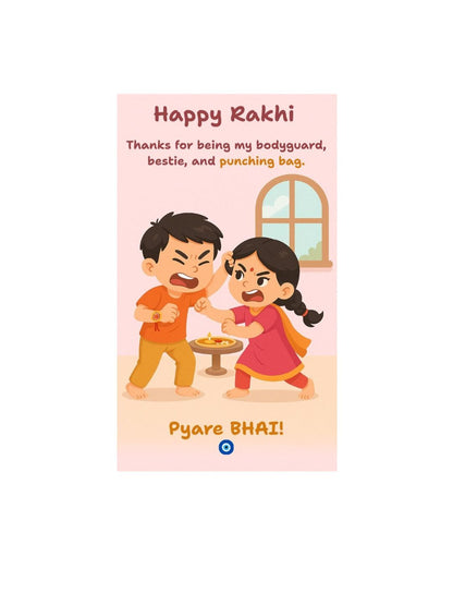 Dhiyona Thread Rakhi Greeting Card & Roli Chawal