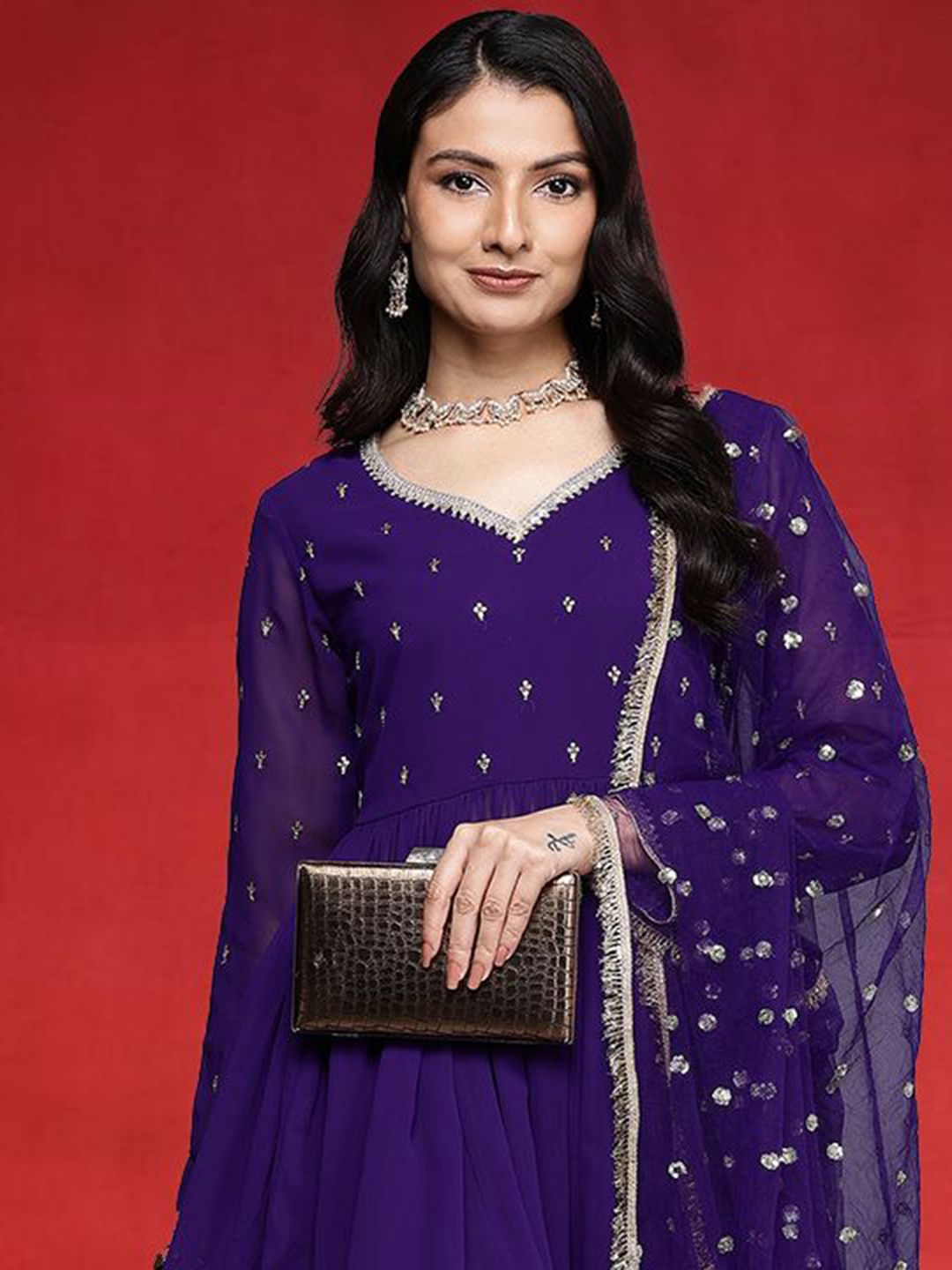 Dhiyona VA Women Ethnic Motifs Embroidered Anarkali Kurta with Palazzo & Dupatta