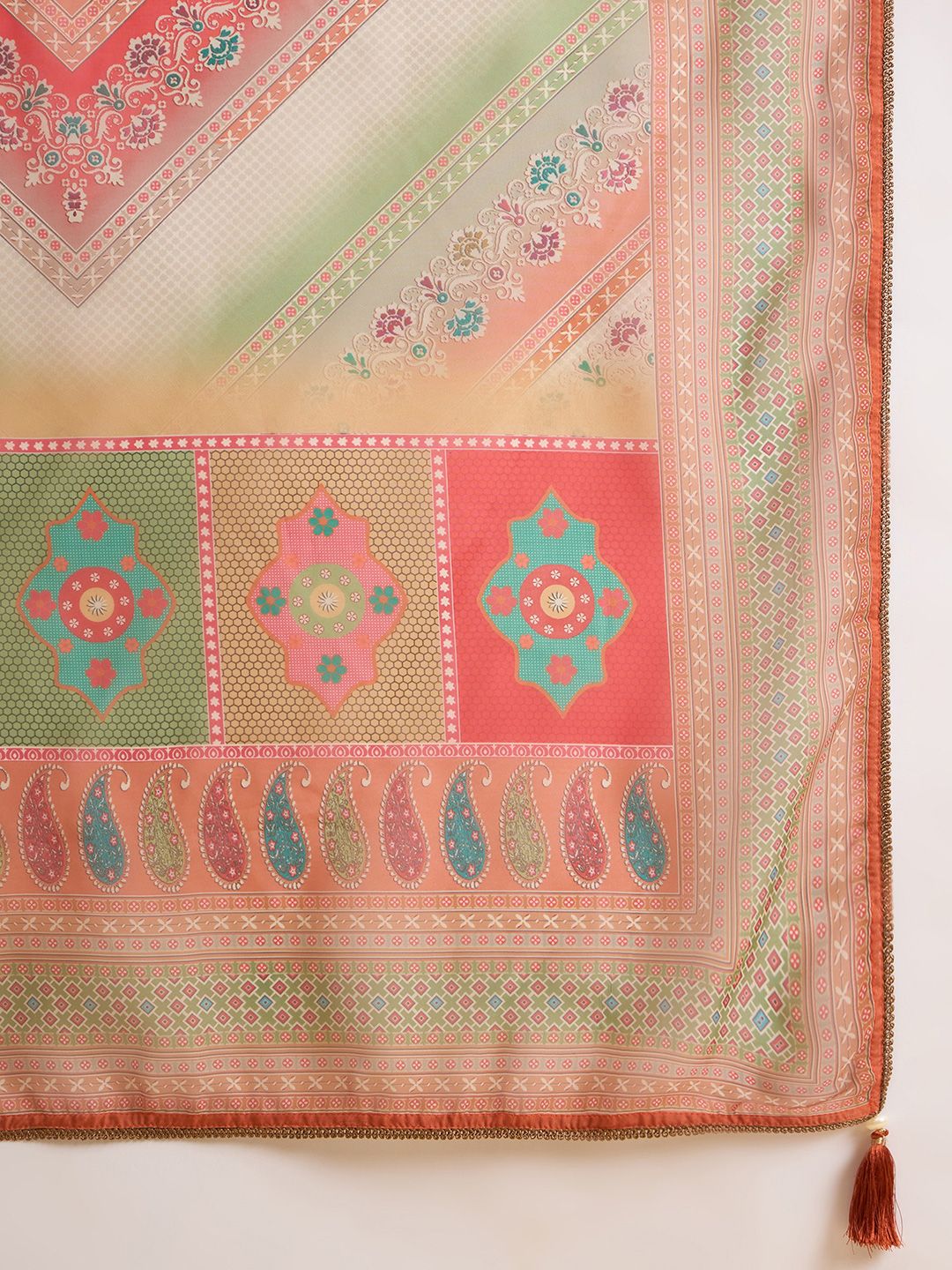 Dhiyona CH Embroidered Roud Neck Sequinned Chiffon Kurta With Trousers & Dupatta