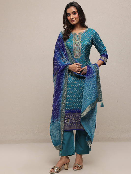 Women Ethnic Motifs Printed Regular Thread Work Kurta with Trousers & With Dupatta