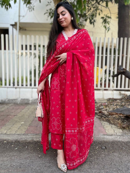 Dhiyona KL Women Ethnic Motifs Printed Regular Kurta with Trousers & With Dupatta