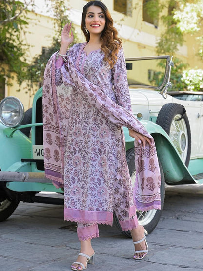 Dhiyona KL Women Purple Pure Cotton Kurta Sets