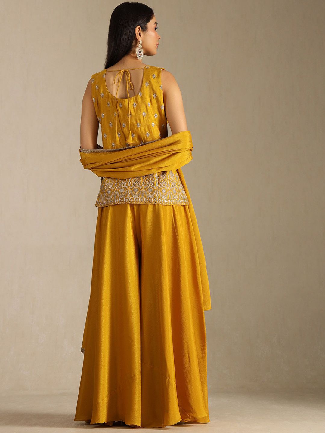 Dhiyona SO Women's Women Embroidered Regular Mirror Work Kurta with Palazzos & Dupatta