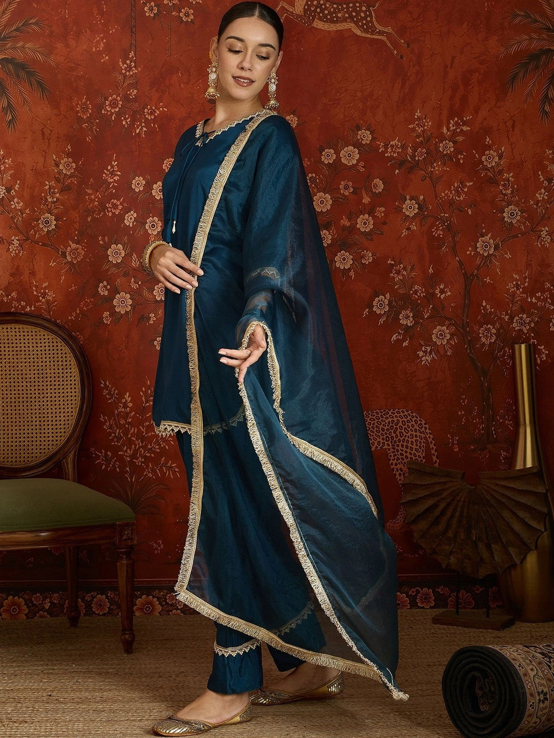 Women Regular Gotta Patti Kurta with Patiala & With Dupatta