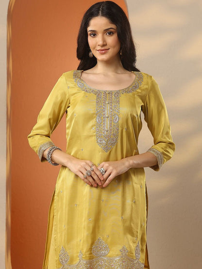 Dhiyona LL Floral Embroidered Thread Work Kurta with Palazzos & With Dupatta