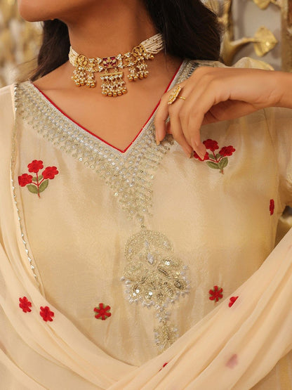 Dhiyona SC Floral Embroidered Straight Sharara Set with Dupatta