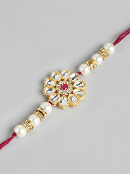 Dhiyona Unisex Set of 2 Beaded Bhai Bhabhi Rakhis With Roli & Chawal