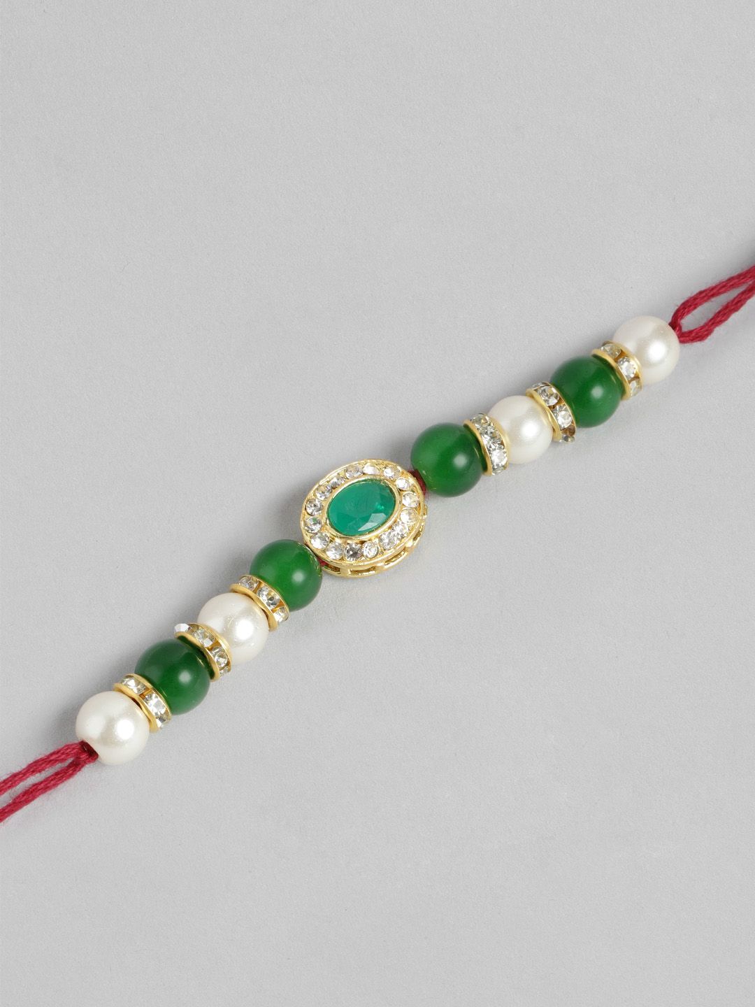 Dhiyona Unisex Set of 2 Beaded Bhai Bhabhi Rakhis With Roli & Chawal