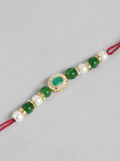 Dhiyona Unisex Set of 2 Beaded Bhai Bhabhi Rakhis With Roli & Chawal