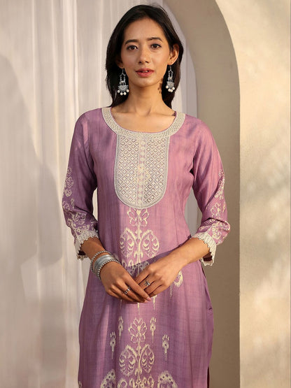 Women Ethnic Motifs Printed Regular Thread Work Kurta with Trousers & With Dupatta