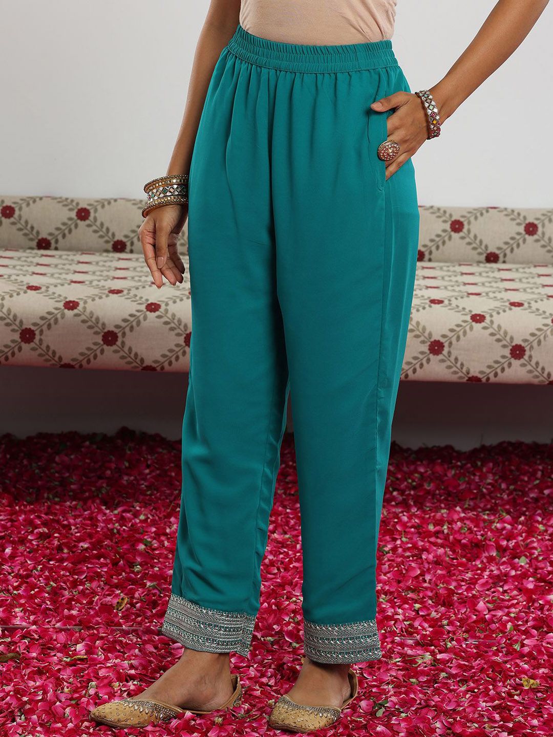 Dhiyona LL Rama Women Ethnic Motifs Embroidered Kurta with Palazzo & Dupatta