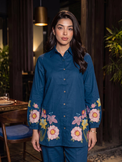 Opela Azul Embroidery Cotton Co-Ord Set
