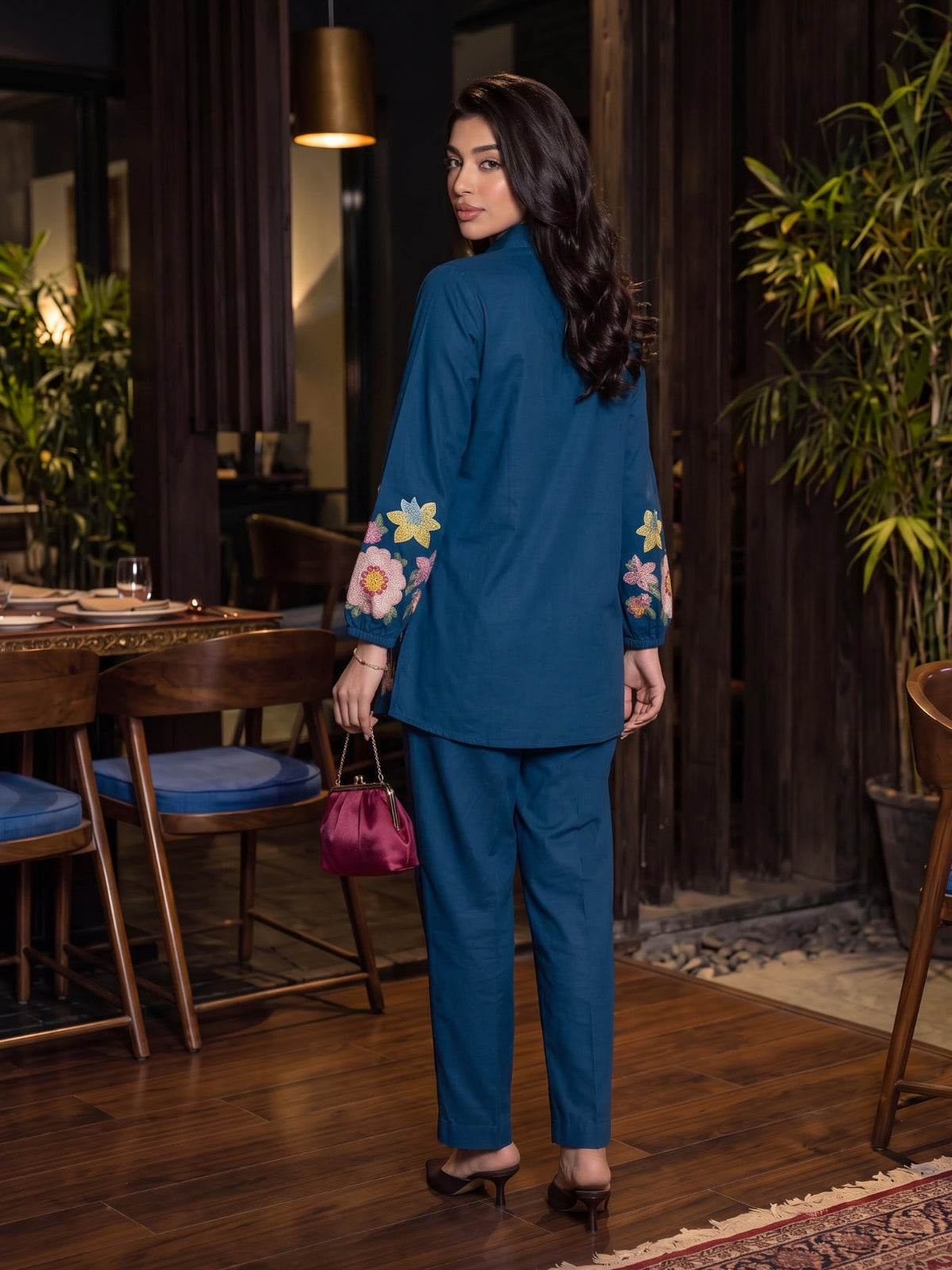 Opela Azul Embroidery Cotton Co-Ord Set
