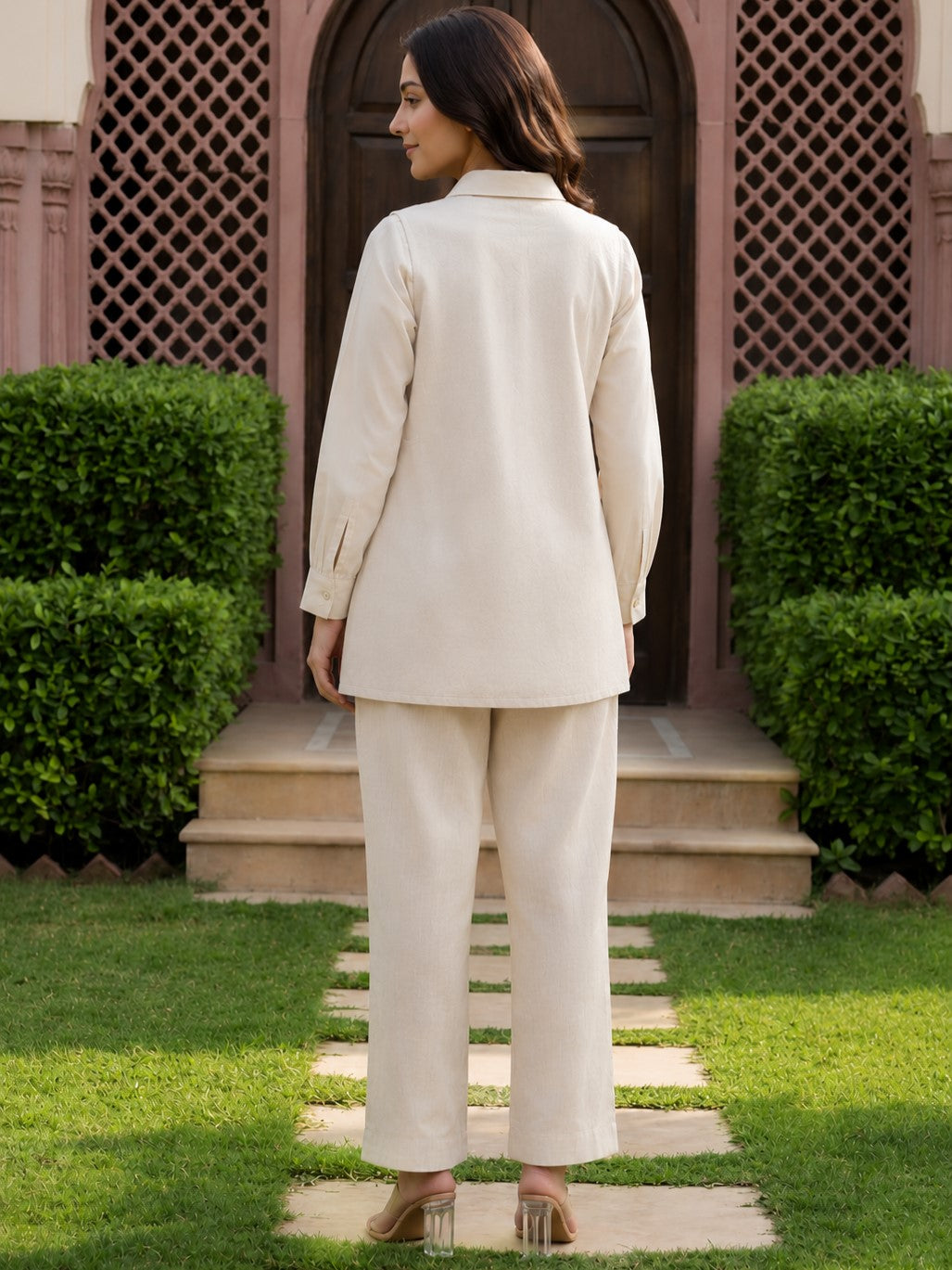 Opela Coffee Embroidery Jute Co-Ord Set