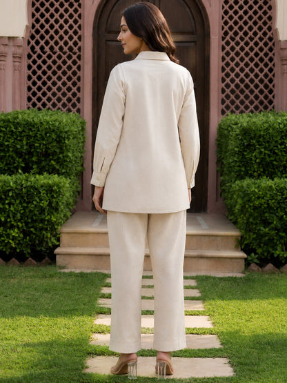 Opela Coffee Embroidery Jute Co-Ord Set