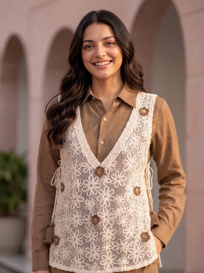 Opela Espresso Embroidery Bib Style Co-Ord Set