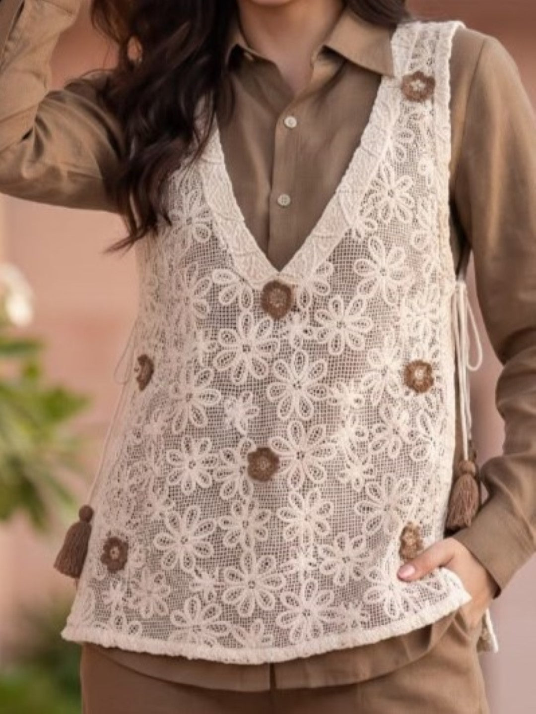 Opela Espresso Embroidery Bib Style Co-Ord Set