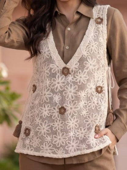 Opela Espresso Embroidery Bib Style Co-Ord Set